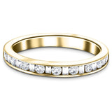Round & Baguette Diamond Half Eternity Ring 0.75ct G/SI 18k Yellow Gold - All Diamond