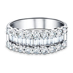 Round & Baguette Diamond Half Eternity Ring 2.00ct G/SI 18k White Gold - All Diamond