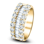 Round & Baguette Diamond Half Eternity Ring 2.00ct G/SI 18k Yellow Gold - All Diamond