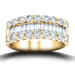Round & Baguette Diamond Half Eternity Ring 2.00ct G/SI 18k Yellow Gold - All Diamond