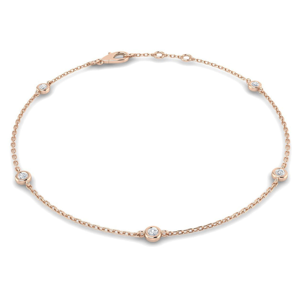 Round Diamond Chain Bracelet 0.12ct G/SI in 18k Rose Gold - All Diamond