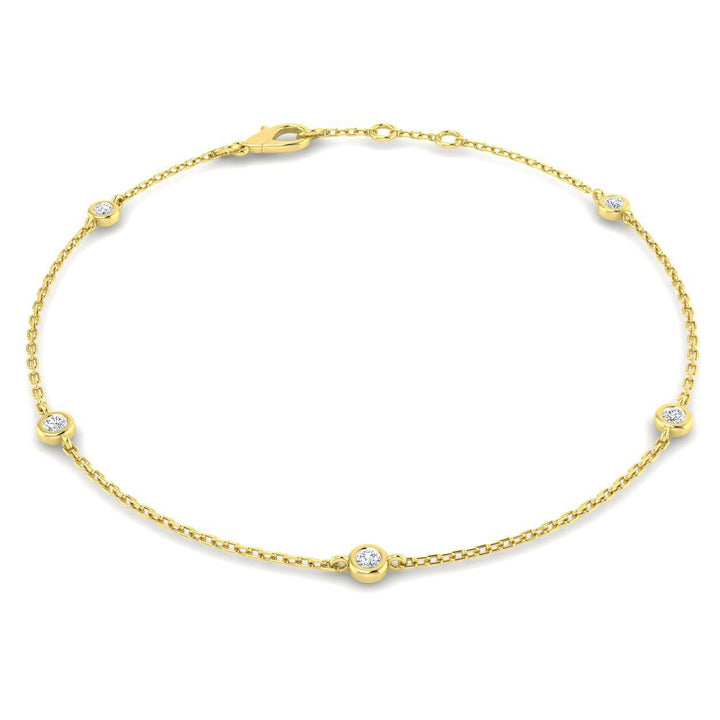 Round Diamond Chain Bracelet 0.12ct G/SI in 18k Yellow Gold
