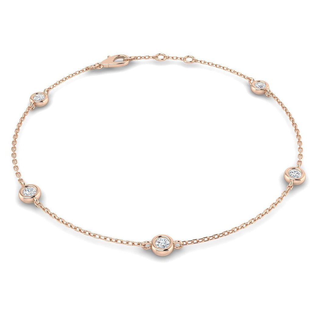 Round Diamond Chain Bracelet 0.40ct G/SI in 18k Rose Gold - All Diamond