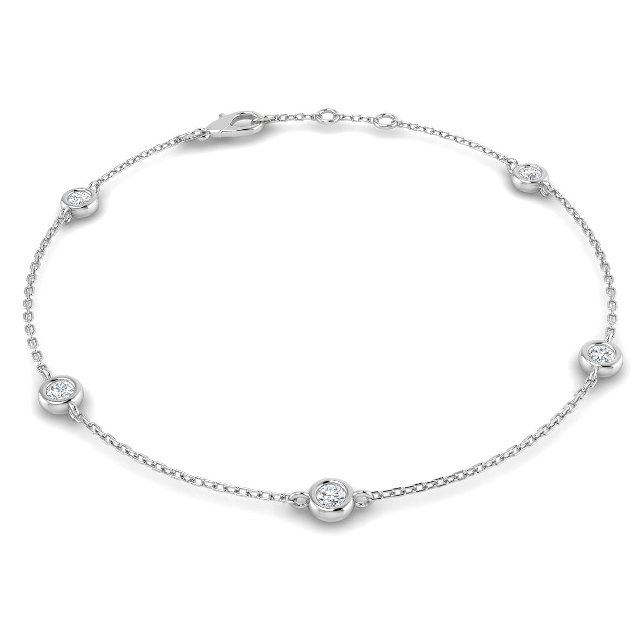 Round Diamond Chain Bracelet 0.40ct G/SI in 18k White Gold - All Diamond