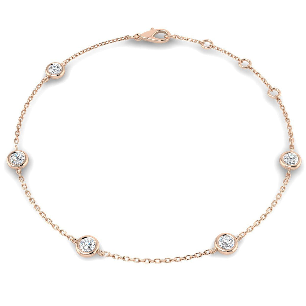 Round Diamond Chain Bracelet 0.55ct G/SI in 18k Rose Gold - All Diamond