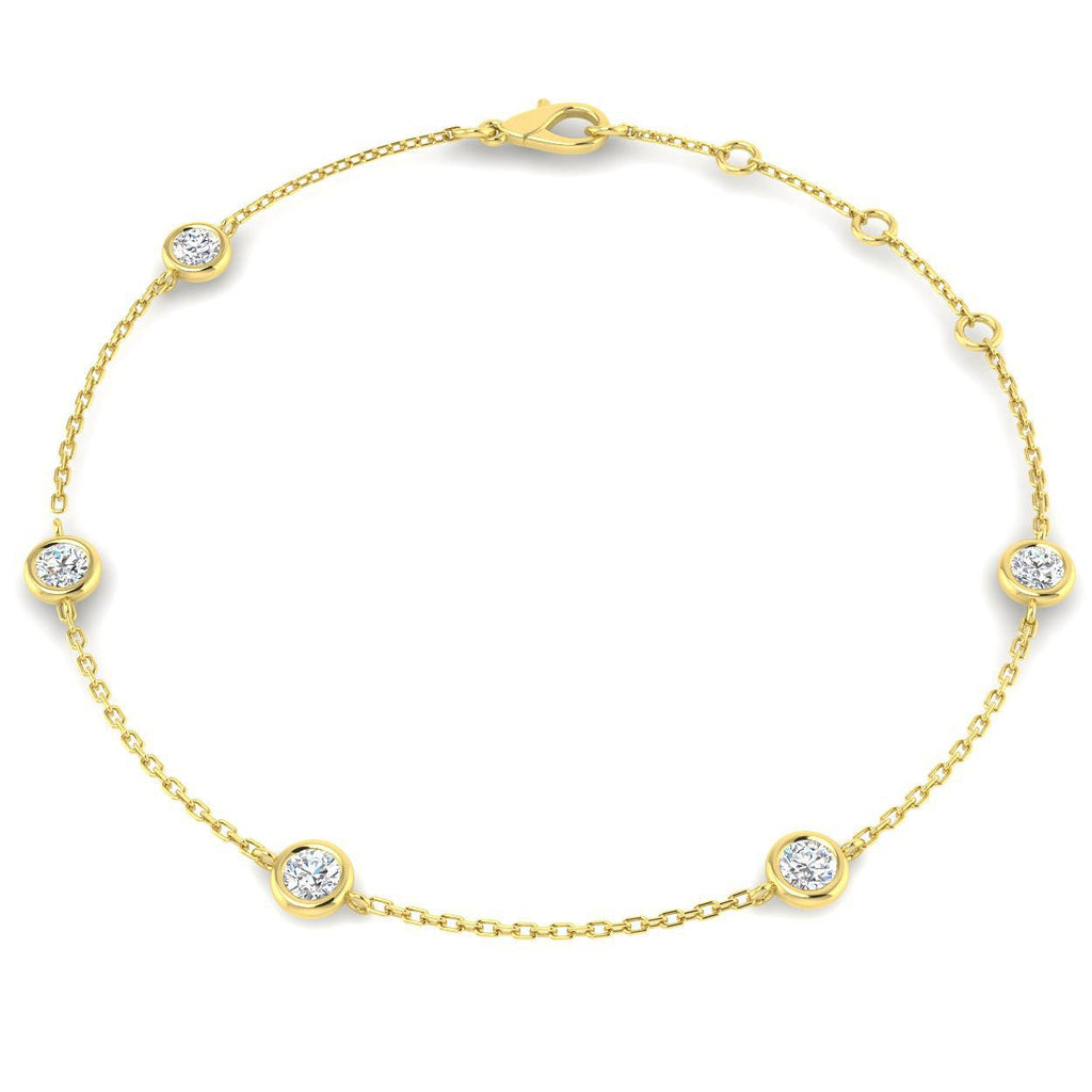 Round Diamond Chain Bracelet 0.55ct G/SI in 18k Yellow Gold - All Diamond
