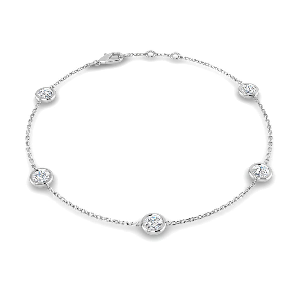 Round Diamond Chain Bracelet 1.00ct G/SI in 18k White Gold - All Diamond