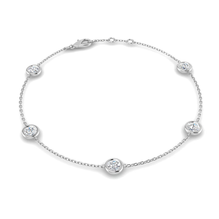Round Diamond Chain Bracelet 1.00ct G/SI in 18k White Gold