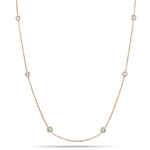 Round Diamond Chain Necklace 0.32ct G/SI 18k Rose Gold 16" - All Diamond