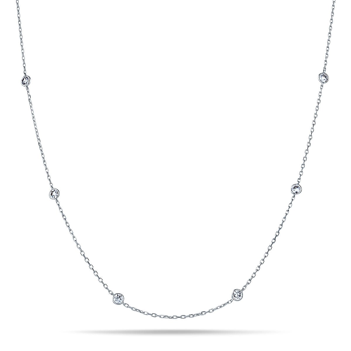 Round Diamond Chain Necklace 0.32ct G/SI 18k White Gold 16" - All Diamond
