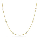 Round Diamond Chain Necklace 0.40ct G/SI 18k Yellow Gold 18" - All Diamond