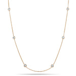 Round Diamond Chain Necklace 0.80ct G/SI 18k Rose Gold 18" - All Diamond