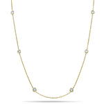 Round Diamond Chain Necklace 0.80ct G/SI 18k Yellow Gold 18" - All Diamond