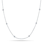 Round Diamond Chain Necklace 1.33ct G/SI 18k White Gold 24" - All Diamond