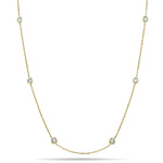 Round Diamond Chain Necklace 1.45ct G/SI 18k Yellow Gold 36" - All Diamond