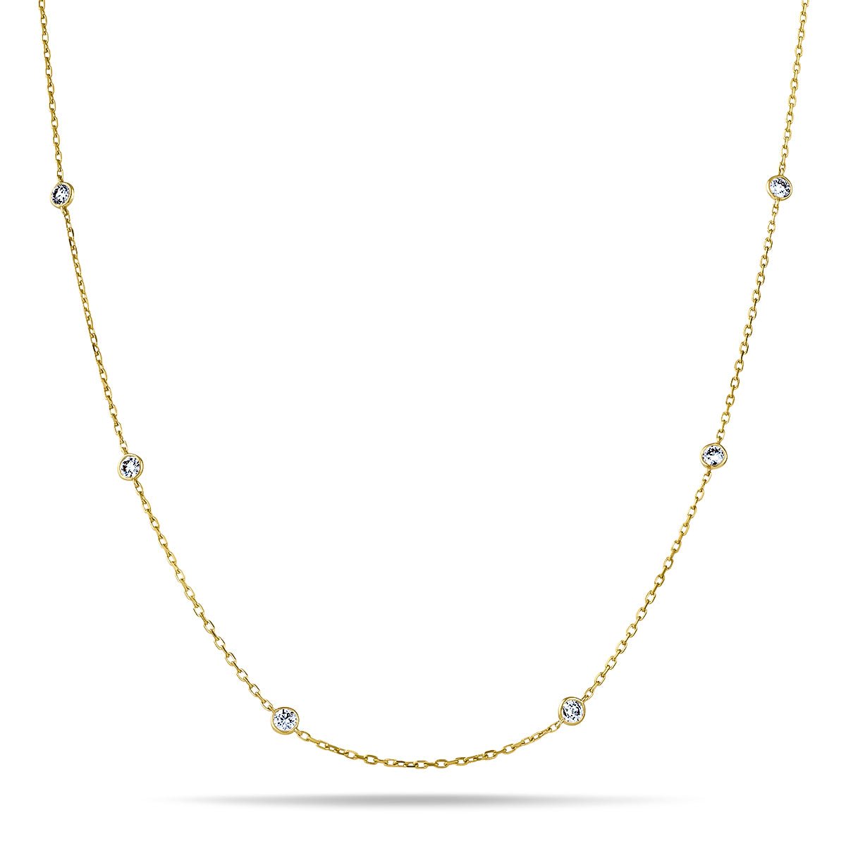 Round Diamond Chain Necklace 2.45ct G/SI 18k Yellow Gold 42" - All Diamond