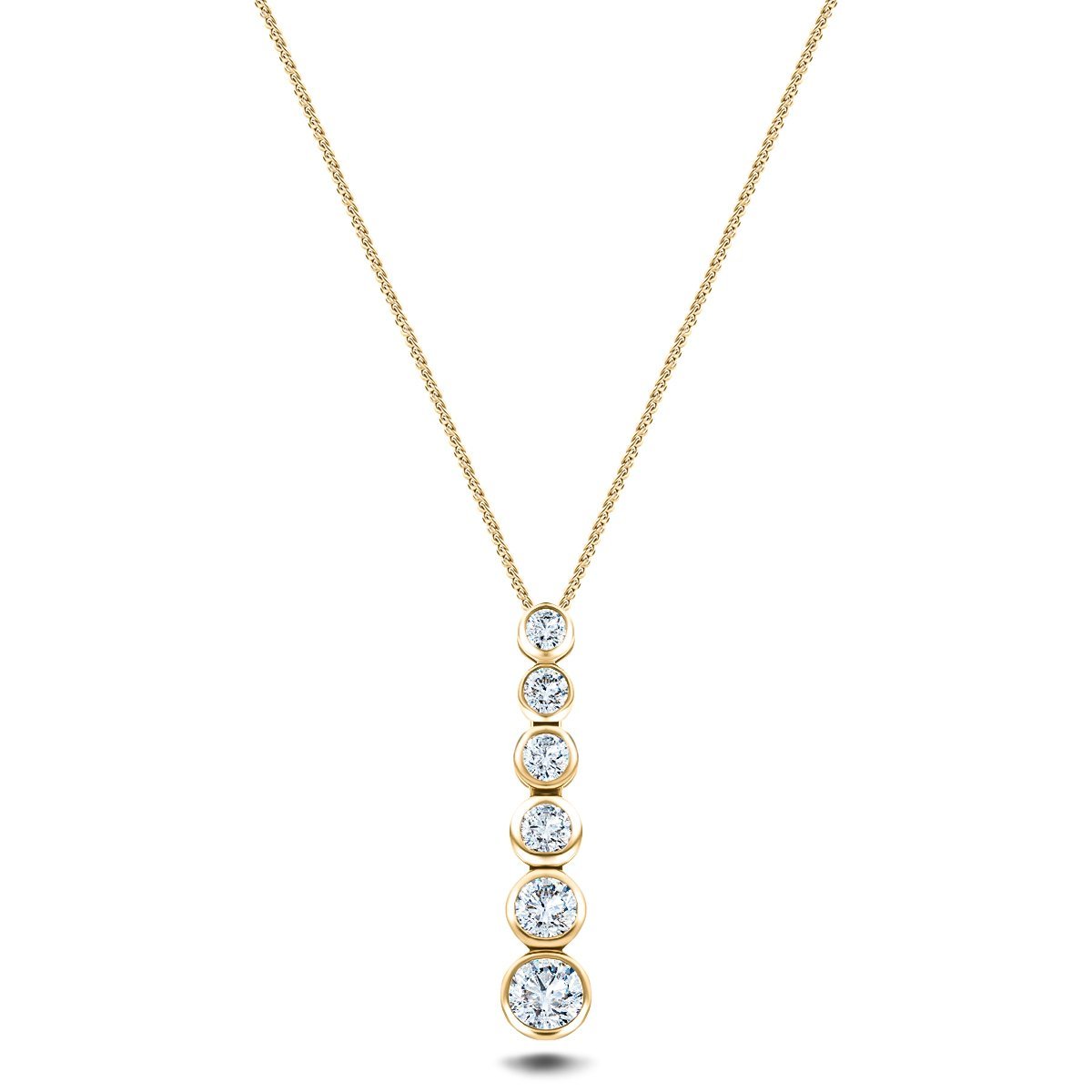 Rub Over Diamond Pendant Necklace 0.65ct G/SI in 18k Yellow Gold - All Diamond