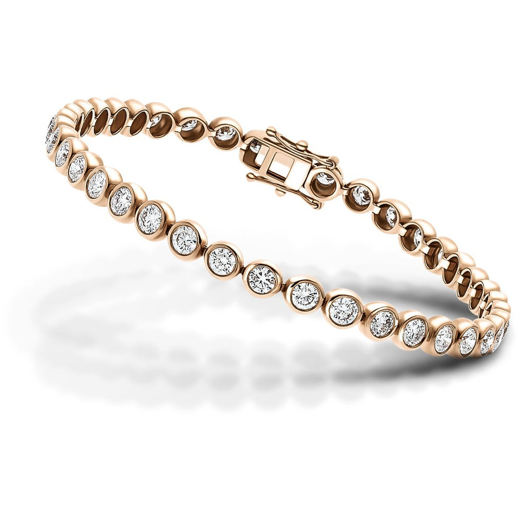 Rub Over Diamond Tennis Bracelet 3.00ct G-SI in 18k Rose Gold - All Diamond