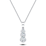 Rub Over Diamond Trilogy Pendant Necklace 0.30ct G/SI 18k White Gold - All Diamond