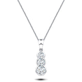 Rub Over Diamond Trilogy Pendant Necklace 0.30ct G/SI 18k White Gold - All Diamond