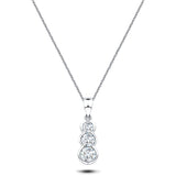 Rub Over Diamond Trilogy Pendant Necklace 0.30ct G/SI 18k White Gold - All Diamond