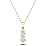 Rub Over Diamond Trilogy Pendant Necklace 0.30ct G/SI 18k Yellow Gold - All Diamond