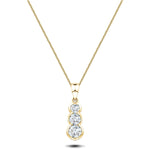 Rub Over Diamond Trilogy Pendant Necklace 0.30ct G/SI 18k Yellow Gold - All Diamond