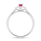 Ruby 0.30ct Diamond 0.03ct Cluster Ring 9k White Gold - All Diamond