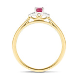 Ruby 0.30ct Diamond 0.03ct Cluster Ring 9k Yellow Gold - All Diamond