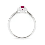 Ruby 0.30ct Diamond 0.05ct Three Stone Ring 9k White Gold - All Diamond