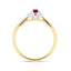 Ruby 0.30ct Diamond 0.05ct Three Stone Ring 9k Yellow Gold - All Diamond
