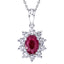Ruby 0.50ct & 0.30ct G/SI Diamond Necklace in 18k White Gold - All Diamond