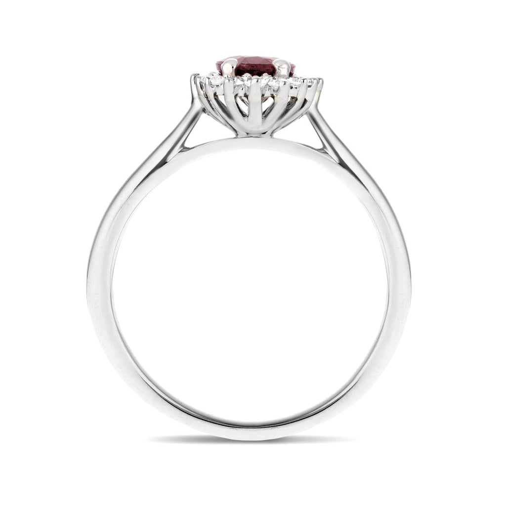 Ruby 0.50ct and Diamond 0.10ct Ring In 9K White Gold - All Diamond