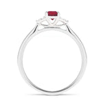 Ruby 0.50ct Diamond 0.04ct Cluster Ring 9k White Gold - All Diamond