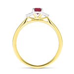 Ruby 0.50ct Diamond 0.04ct Cluster Ring 9k Yellow Gold - All Diamond