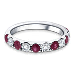 Ruby & Diamond Half Eternity Ring 0.60ct in 18k White Gold - All Diamond