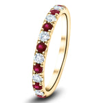 Ruby & Diamond Half Eternity Ring 0.80ct in 18k Yellow Gold - All Diamond