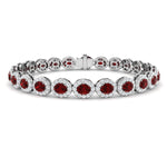 Ruby & Diamond Halo Bracelet 12.00ct in 18k White Gold - All Diamond