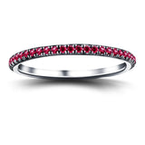 Ruby Full Eternity Ring 0.30ct 50 Stone in 18k White Gold - All Diamond