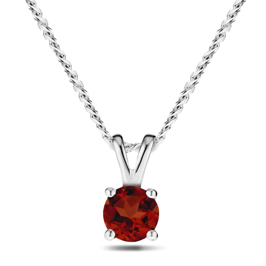 Ruby Solitaire Necklace Pendant 0.45ct in 9k White Gold 5.0mm - All Diamond