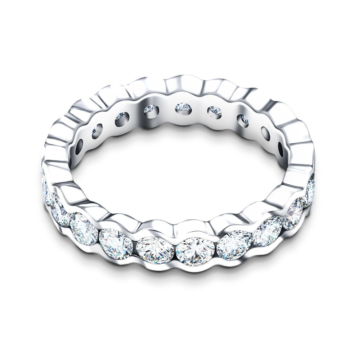 Semi Bezel Diamond Full Eternity Ring 1.45ct G/SI in Platinum - All Diamond