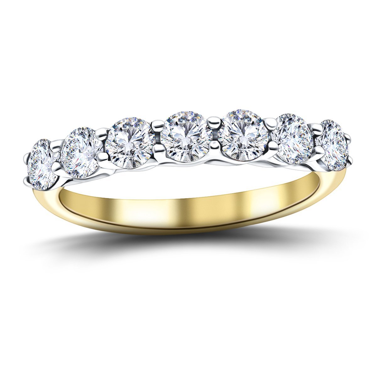 Seven Stone Diamond Ring with 0.75ct G/SI Quality in 18k Yellow Gold - All Diamond