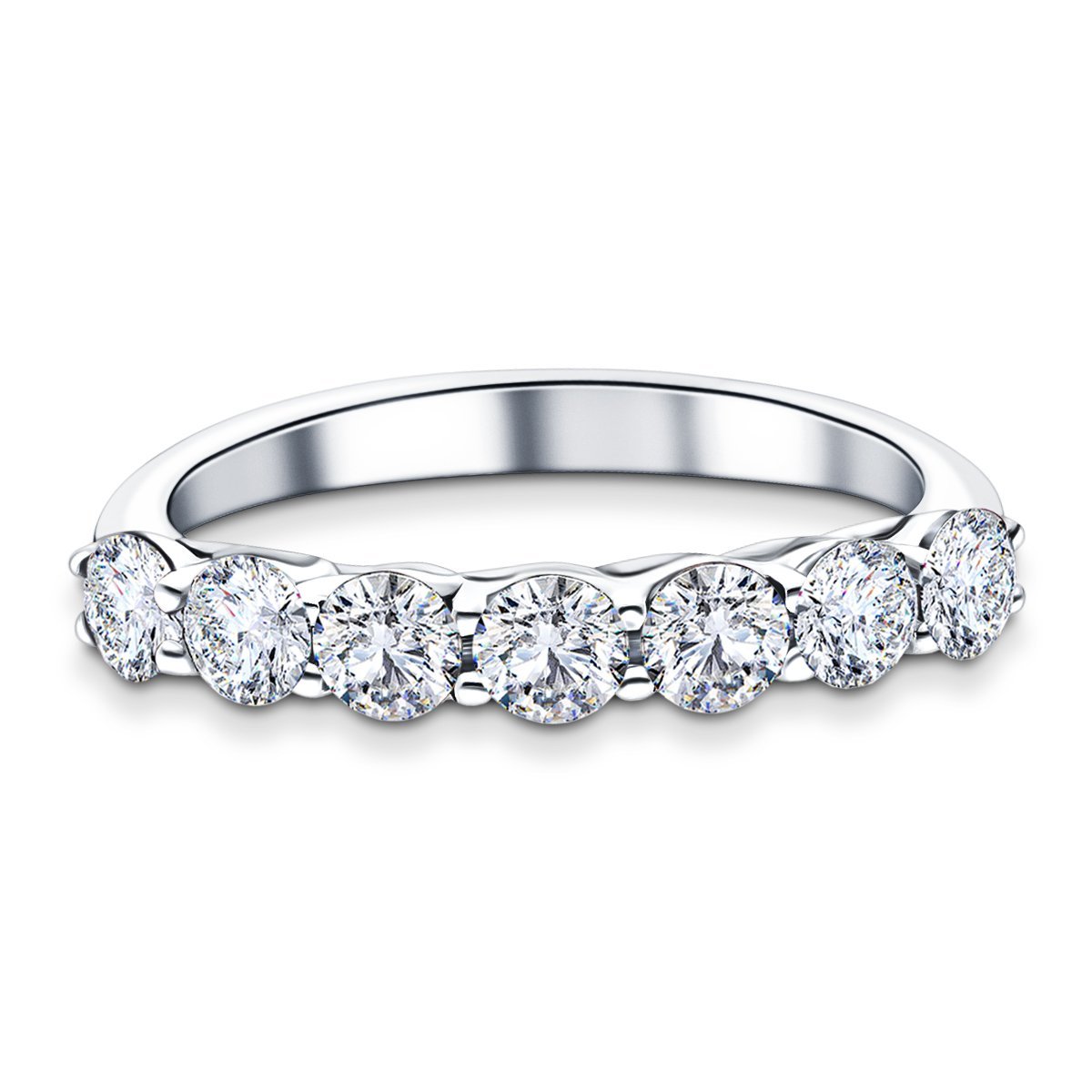 Seven Stone Diamond Ring with 1.00ct G/SI Quality in 18k White Gold - All Diamond