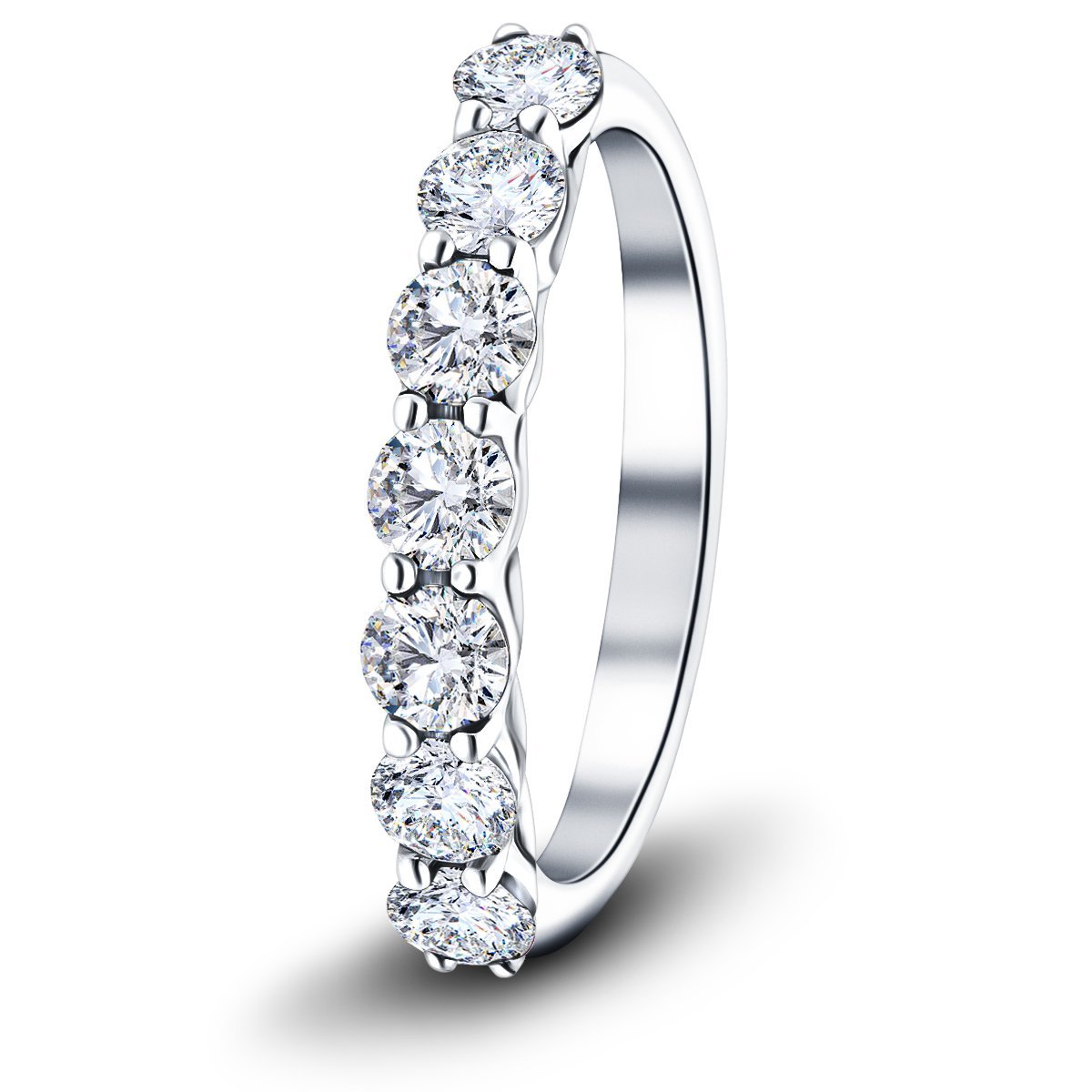 Seven Stone Diamond Ring with 1.00ct G/SI Quality in 18k White Gold - All Diamond