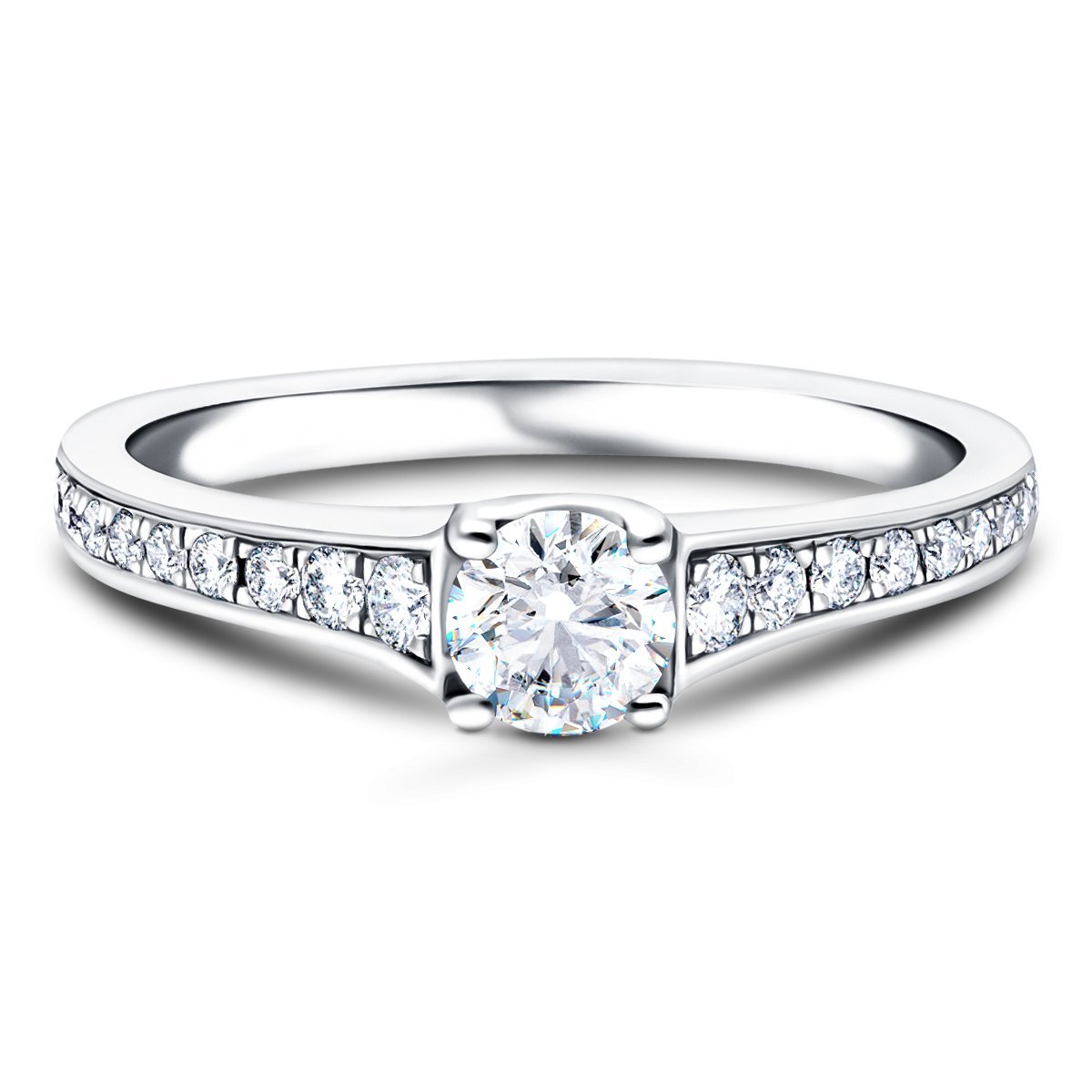 Shoulder Set Diamond Engagement Ring 0.50ct G/SI in 18k White Gold - All Diamond