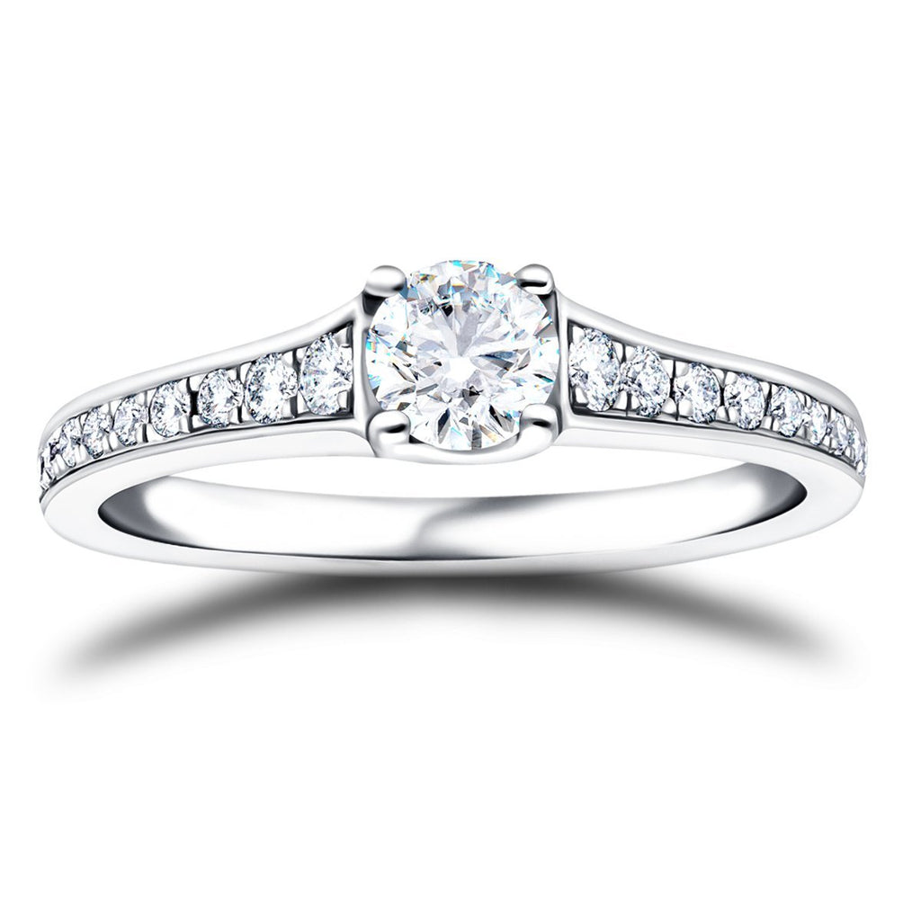 Shoulder Set Diamond Engagement Ring 0.90ct G/SI in Platinum - All Diamond