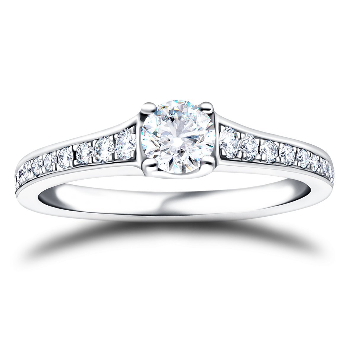 Shoulder Set Diamond Engagement Ring 1.20ct G/SI in Platinum - All Diamond