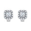 Square Halo Diamond Earrings 0.90ct G/SI Quality in 18k White Gold - All Diamond