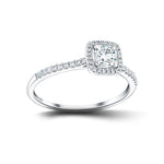 Square Halo Diamond Engagement Ring 0.50ct G/SI 18k White Gold - All Diamond