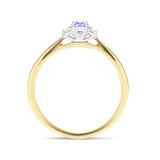 Tanzanite 0.25ct Diamond 0.05ct Three Stone Ring 9k Yellow Gold - All Diamond